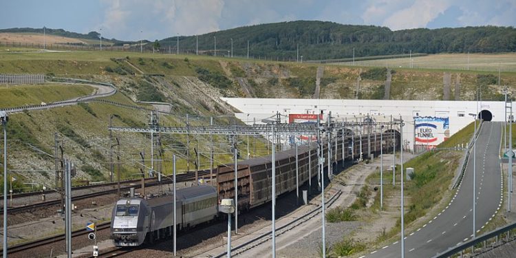Exit of the tunnel at Coquelles, France